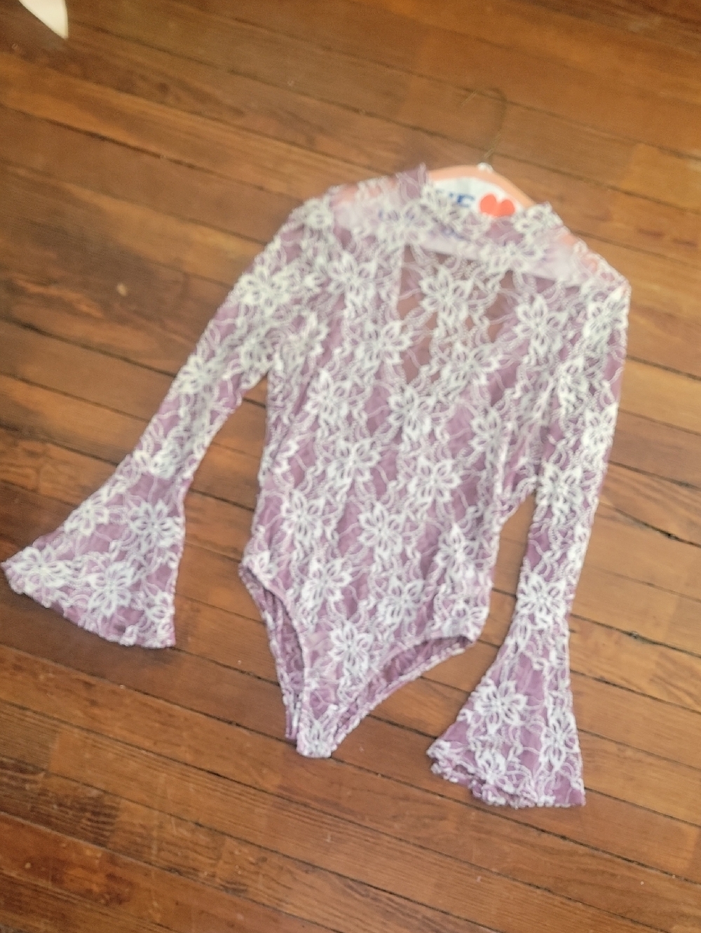 cleo Lavender and White Lace Bodysuit